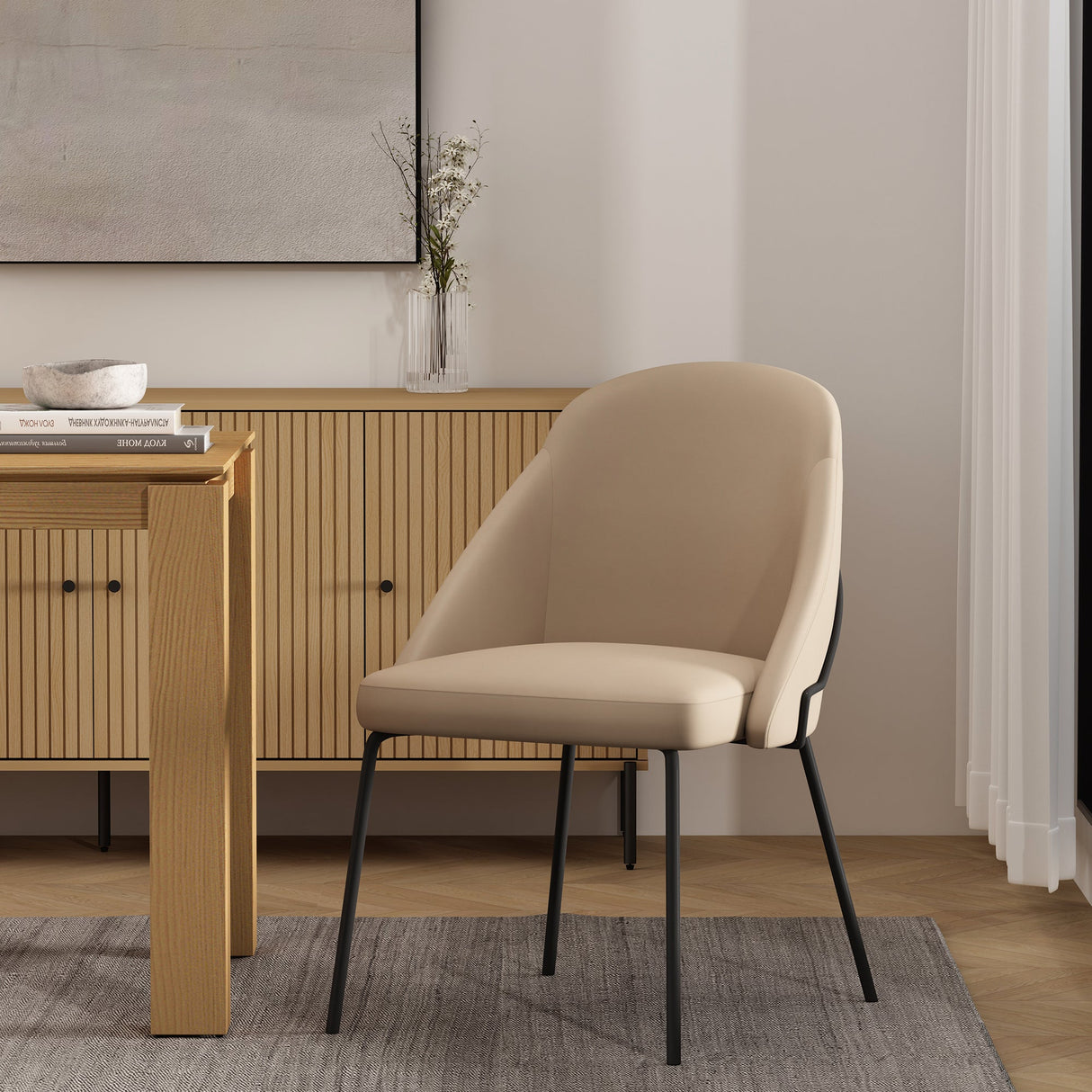 Gracie Dining Chair in Tan and Black by Manhattan Comfort at Eve Furniture