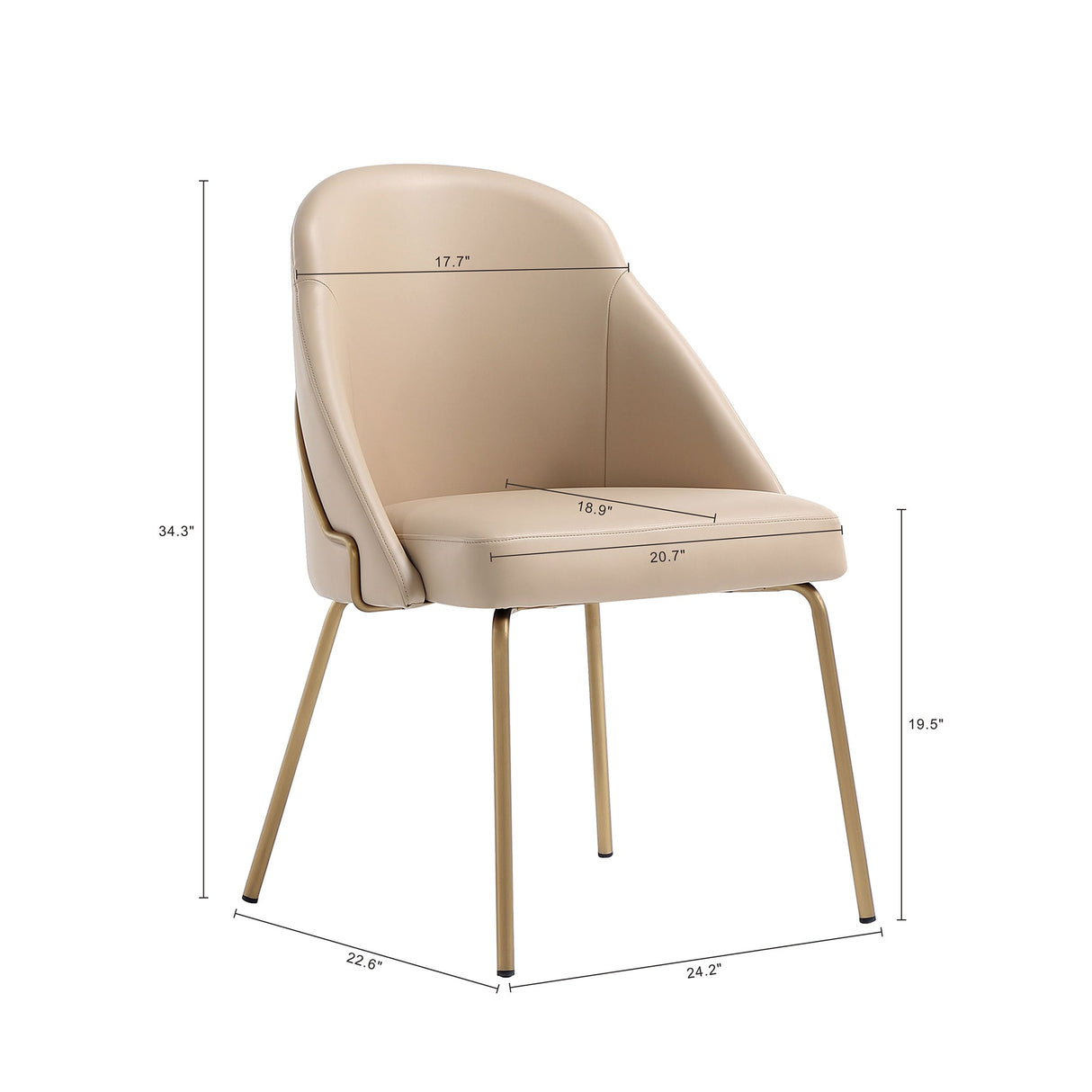 Gracie Dining Chair in Tan and Gold by Manhattan Comfort at Eve Furniture