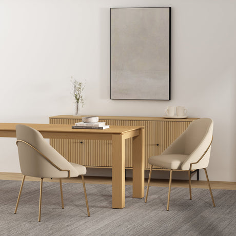 Gracie Dining Chair in Tan and Gold (set of 2) by Manhattan Comfort at Eve Furniture