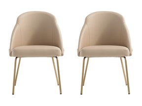 Gracie Dining Chair in Tan and Gold (set of 2) by Manhattan Comfort at Eve Furniture