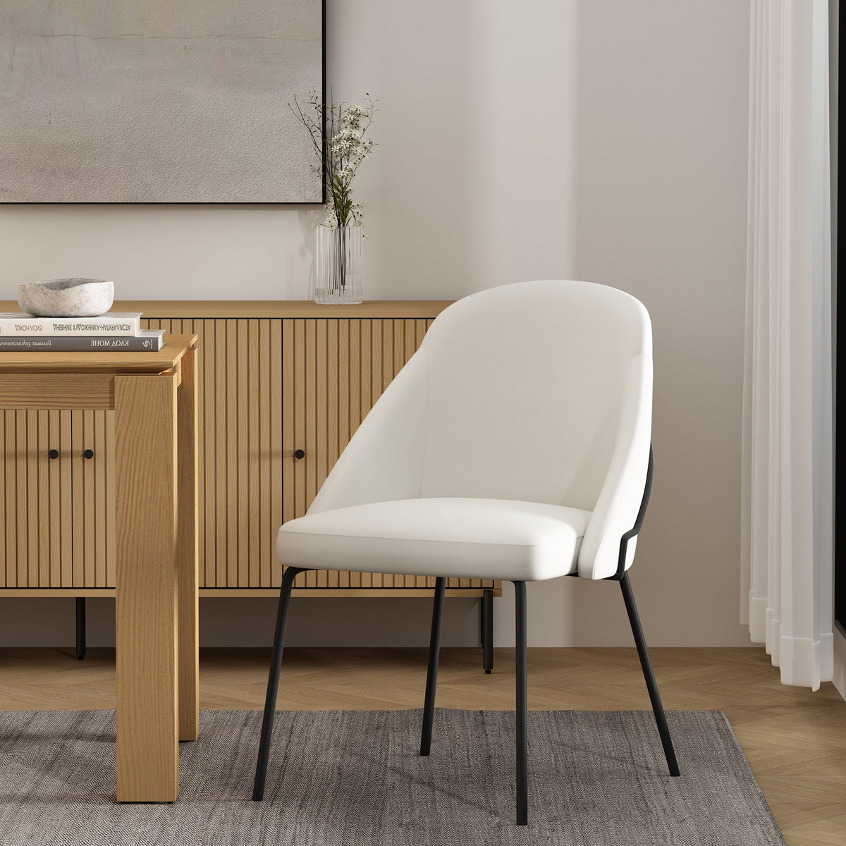 Gracie Dining Chair in White and Black by Manhattan Comfort at Eve Furniture