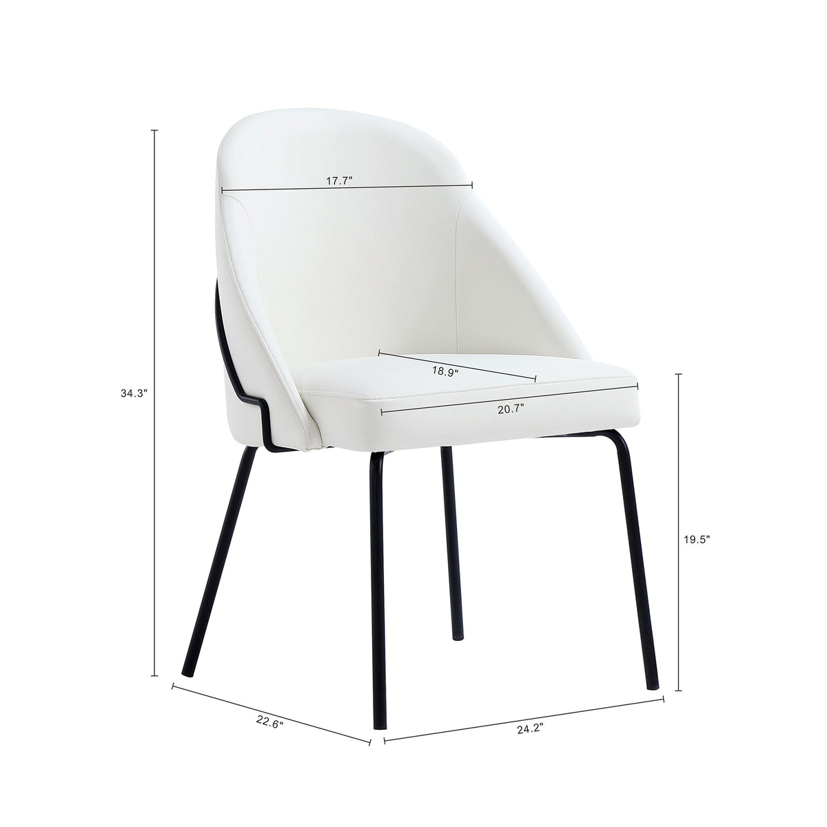 Gracie Dining Chair in White and Black by Manhattan Comfort at Eve Furniture