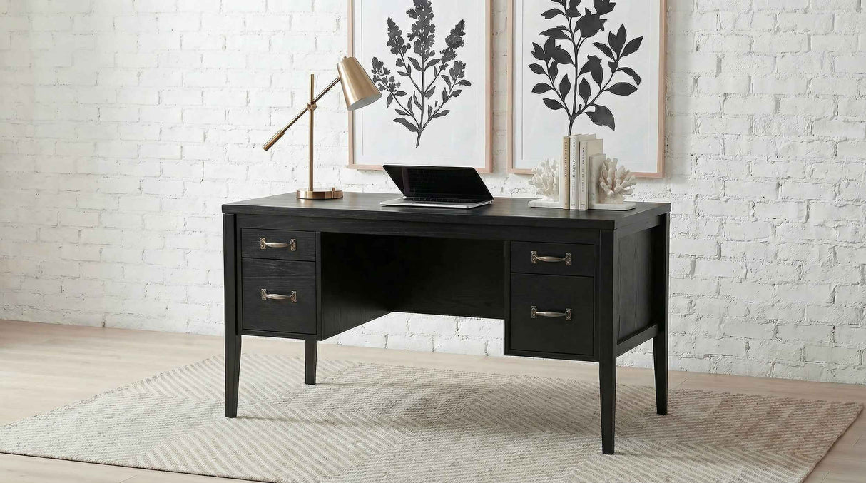 Graham Black 54-inch 4-drawer Double Pedestal Lift Top Computer Desk by Coaster at Eve Furniture