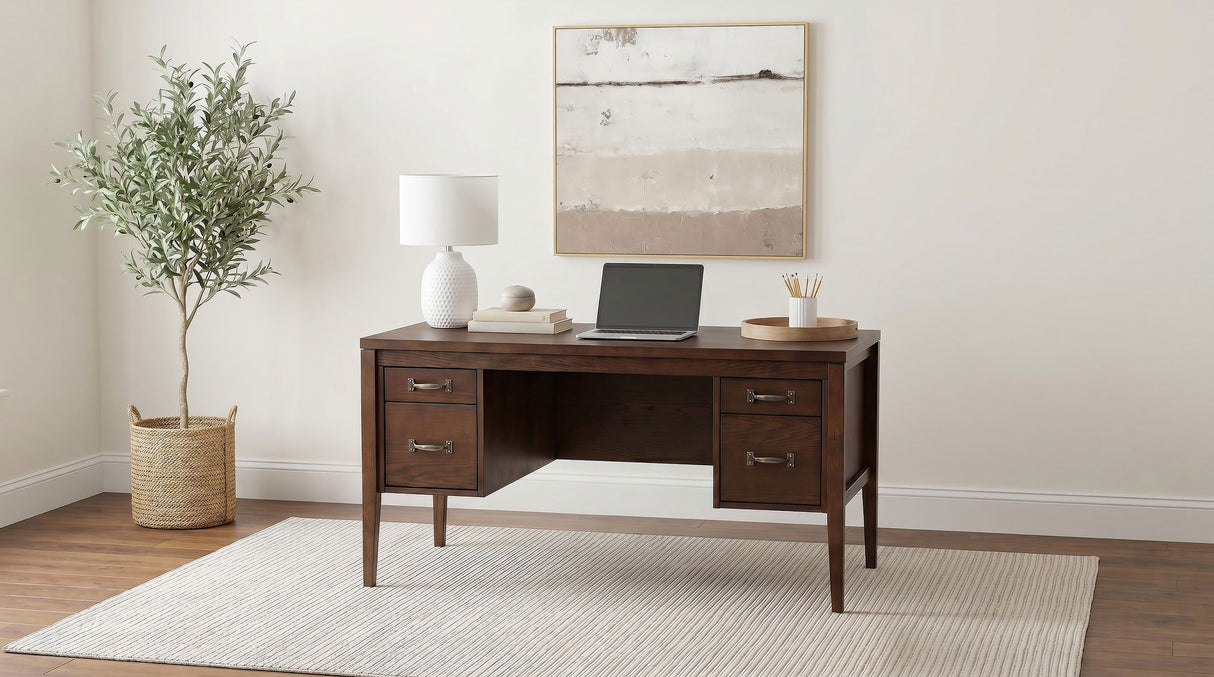 Graham Chocolate 54-inch 4-drawer Double Pedestal Lift Top Computer Desk by Coaster at Eve Furniture