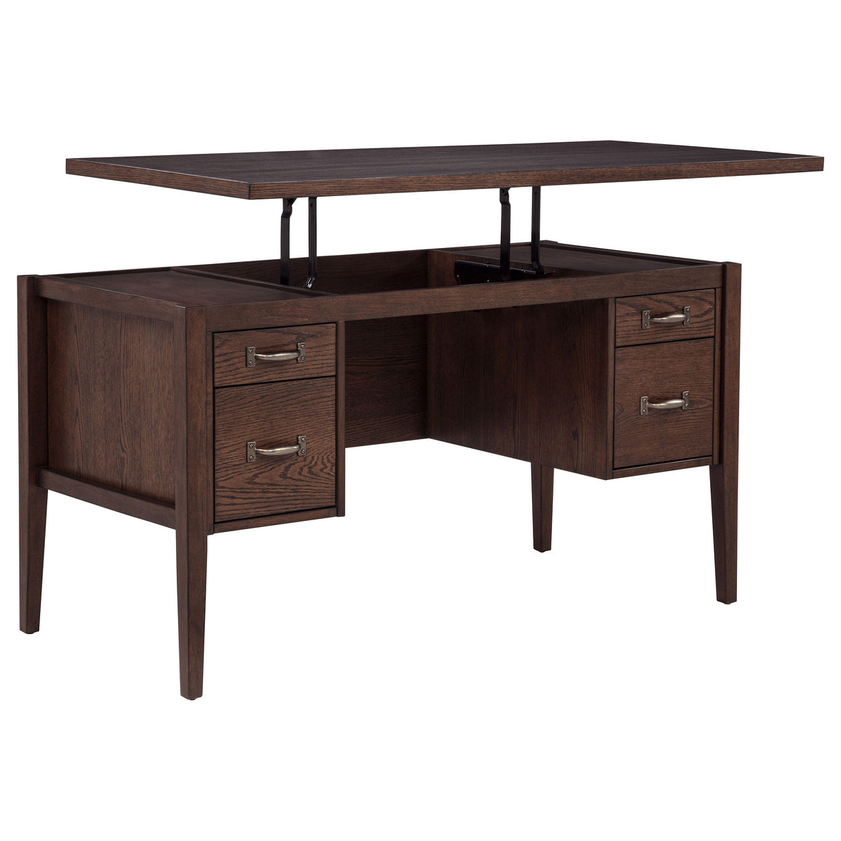 Graham Chocolate 54-inch 4-drawer Double Pedestal Lift Top Computer Desk by Coaster at Eve Furniture