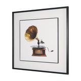 Gramaphone by Deborah Revell Hand Embelished Framed Art Print Matted under Glass by Mercana at Eve Furniture