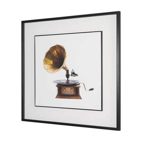 Gramaphone by Deborah Revell Hand Embelished Framed Art Print Matted under Glass by Mercana at Eve Furniture