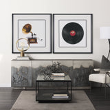 Gramaphone by Deborah Revell Hand Embelished Framed Art Print Matted under Glass by Mercana at Eve Furniture