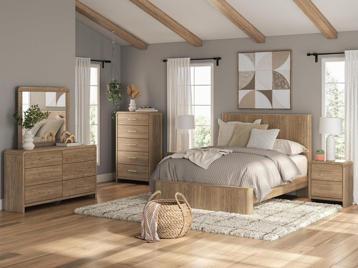 Gramburg Warm Natural Brown Panel Platform Bedroom Set by Ashley at Eve Furniture