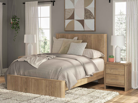 Gramburg Warm Natural Brown Queen Panel Platform Bed by Ashley at Eve Furniture