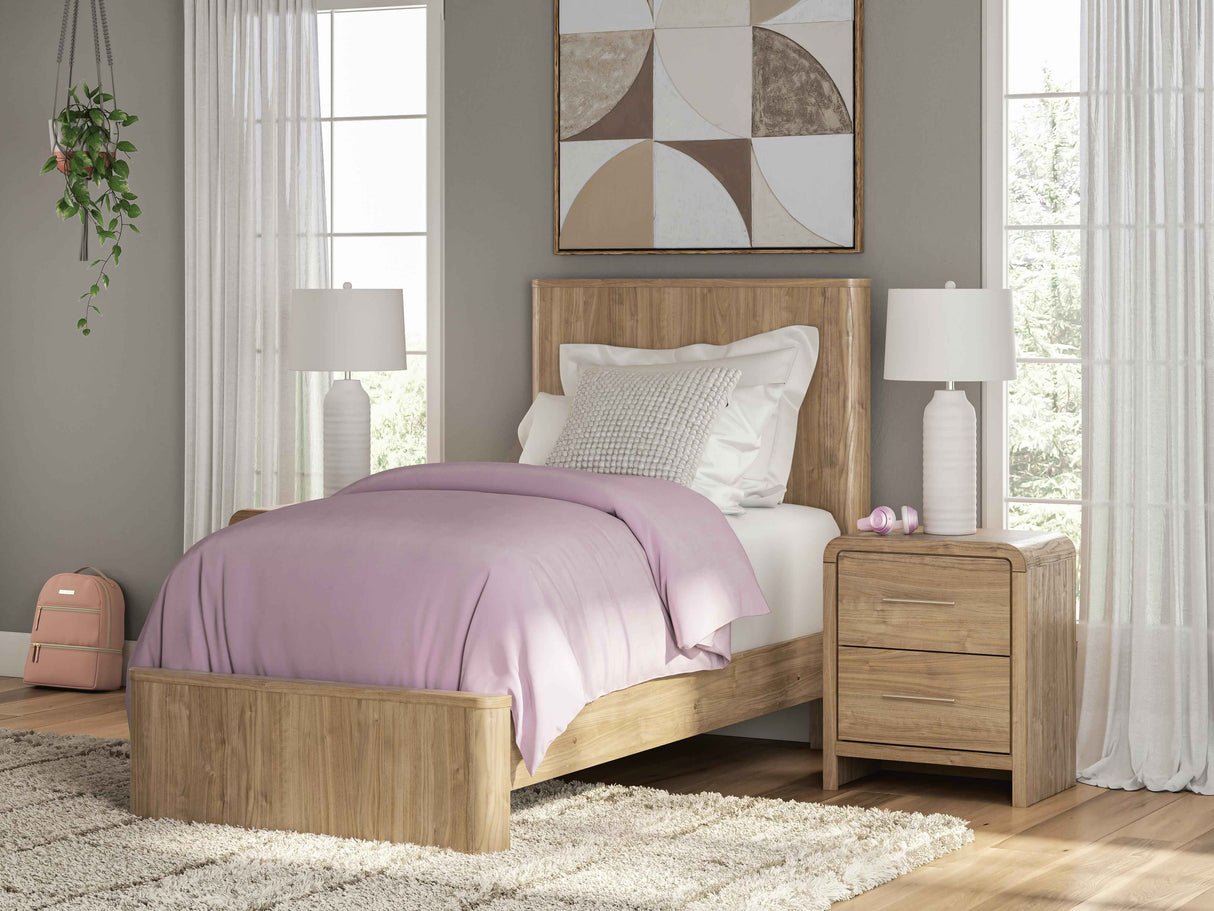 Gramburg Warm Natural Brown Twin Panel Platform Bed by Ashley at Eve Furniture