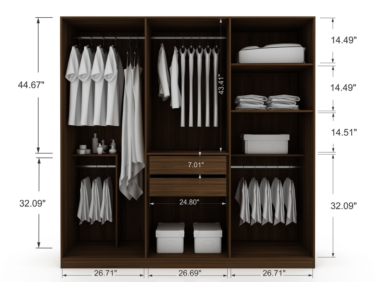 Gramercy Wardrobe Armoire Closet in Brown by Manhattan Comfort at Eve Furniture