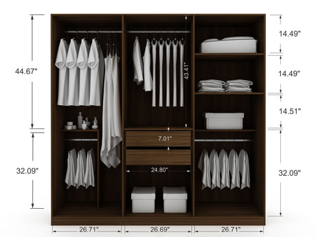Gramercy Wardrobe Armoire Closet in Brown by Manhattan Comfort at Eve Furniture