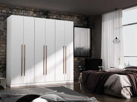 Gramercy Wardrobe Armoire Closet in White by Manhattan Comfort at Eve Furniture