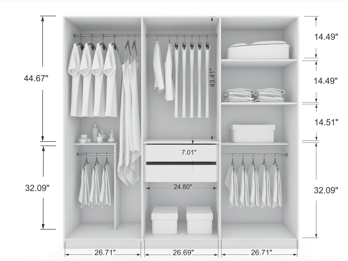 Gramercy Wardrobe Armoire Closet in White by Manhattan Comfort at Eve Furniture