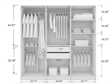 Gramercy Wardrobe Armoire Closet in White by Manhattan Comfort at Eve Furniture