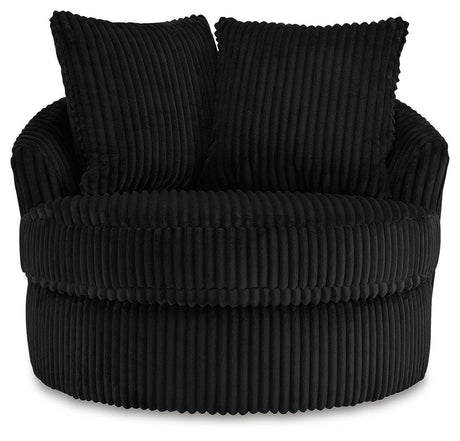 Gramwell Onyx Oversized Swivel Accent Chair by Ashley at Eve Furniture