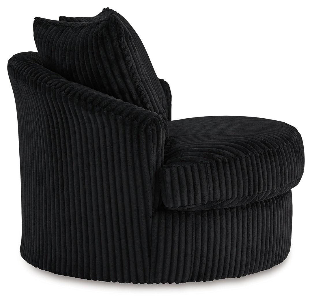 Gramwell Onyx Oversized Swivel Accent Chair by Ashley at Eve Furniture