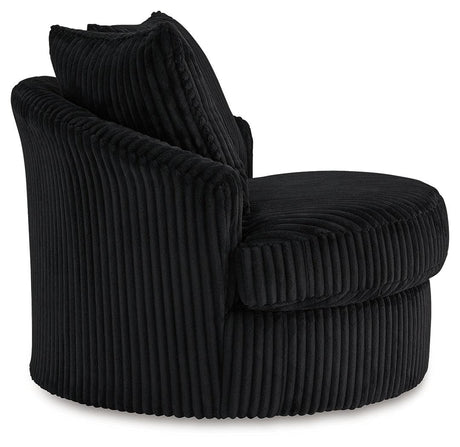 Gramwell Onyx Oversized Swivel Accent Chair by Ashley at Eve Furniture