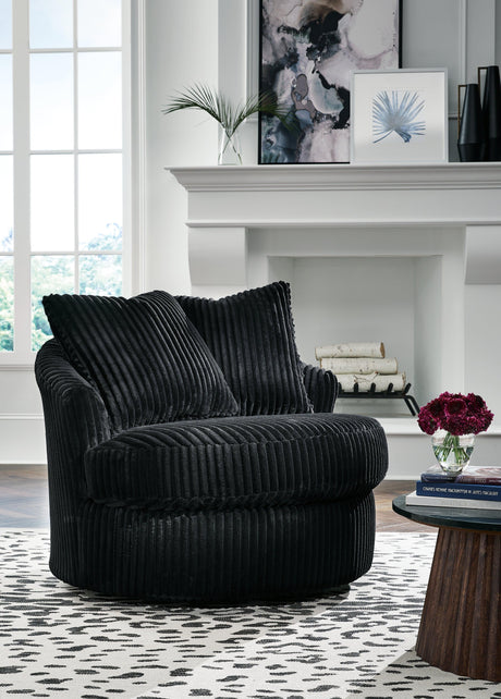 Gramwell Onyx Oversized Swivel Accent Chair by Ashley at Eve Furniture