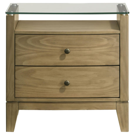 Granada Natural Pine 2-drawer Glass Top Nightstand by Coaster at Eve Furniture