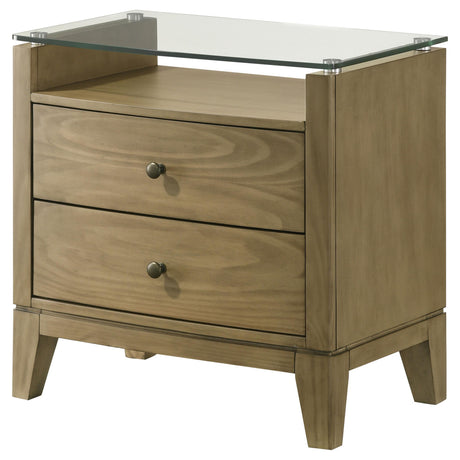 Granada Natural Pine 2-drawer Glass Top Nightstand by Coaster at Eve Furniture