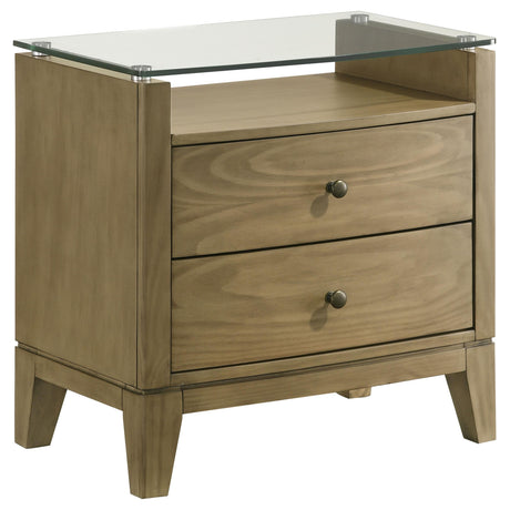 Granada Natural Pine 2-drawer Glass Top Nightstand by Coaster at Eve Furniture