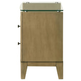 Granada Natural Pine 2-drawer Glass Top Nightstand by Coaster at Eve Furniture