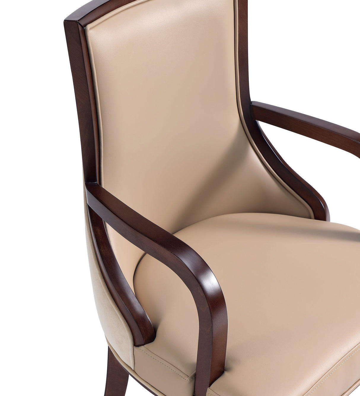 Grand Faux Leather and Velvet Dining Armchair in Tan by Manhattan Comfort at Eve Furniture