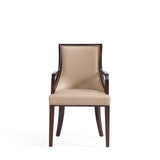 Grand Faux Leather and Velvet Dining Armchair in Tan by Manhattan Comfort at Eve Furniture