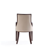 Grand Faux Leather and Velvet Dining Armchair in Tan by Manhattan Comfort at Eve Furniture