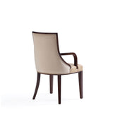 Grand Faux Leather and Velvet Dining Armchair in Tan by Manhattan Comfort at Eve Furniture