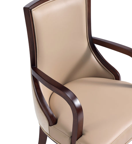 Grand Faux Leather and Velvet Dining Armchair in Tan (set of 2) by Manhattan Comfort at Eve Furniture