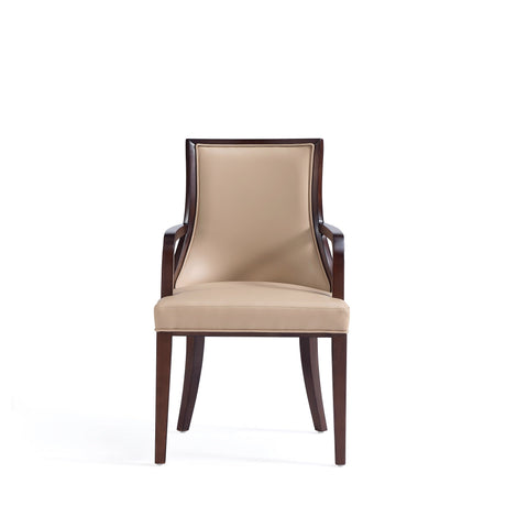 Grand Faux Leather and Velvet Dining Armchair in Tan (set of 2) by Manhattan Comfort at Eve Furniture