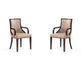 Grand Faux Leather and Velvet Dining Armchair in Tan (set of 2) by Manhattan Comfort at Eve Furniture