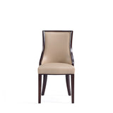 Grand Faux Leather and Velvet Dining Chair in Tan (set of 2) by Manhattan Comfort at Eve Furniture