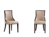 Grand Faux Leather and Velvet Dining Chair in Tan (set of 2) by Manhattan Comfort at Eve Furniture