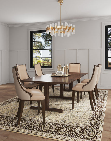 Grand Faux Leather and Velvet Dining Chair in Tan (set of 4) by Manhattan Comfort at Eve Furniture