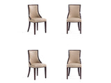 Grand Faux Leather and Velvet Dining Chair in Tan (set of 4) by Manhattan Comfort at Eve Furniture