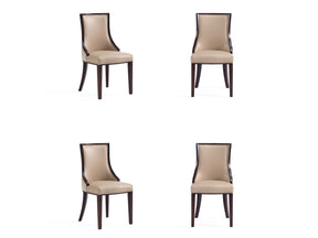 Grand Faux Leather and Velvet Dining Chair in Tan (set of 4) by Manhattan Comfort at Eve Furniture