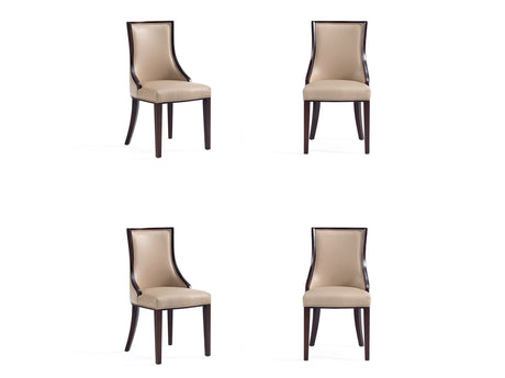 Grand Faux Leather and Velvet Dining Chair in Tan (set of 4) by Manhattan Comfort at Eve Furniture