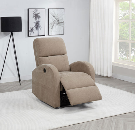 Grant Camel Fabric Upholstered Power Recliner Chair by Coaster at Eve Furniture