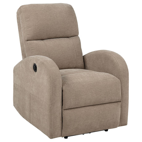 Grant Camel Fabric Upholstered Power Recliner Chair by Coaster at Eve Furniture