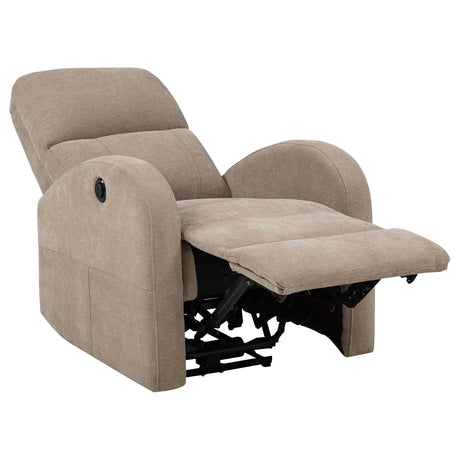 Grant Camel Fabric Upholstered Power Recliner Chair by Coaster at Eve Furniture