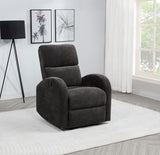 Grant Charcoal Gray Fabric Upholstered Power Recliner Chair by Coaster at Eve Furniture