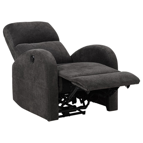 Grant Charcoal Gray Fabric Upholstered Power Recliner Chair by Coaster at Eve Furniture