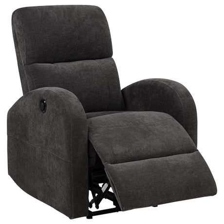 Grant Charcoal Gray Fabric Upholstered Power Recliner Chair by Coaster at Eve Furniture