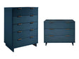 Granville 2-Piece Granville Tall Chest and Standard Dresser Set in Midnight Blue by Manhattan Comfort at Eve Furniture