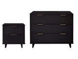 Granville 2-Piece Standard Dresser and Nightstand Set in Black by Manhattan Comfort at Eve Furniture