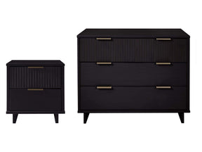 Granville 2-Piece Standard Dresser and Nightstand Set in Black by Manhattan Comfort at Eve Furniture